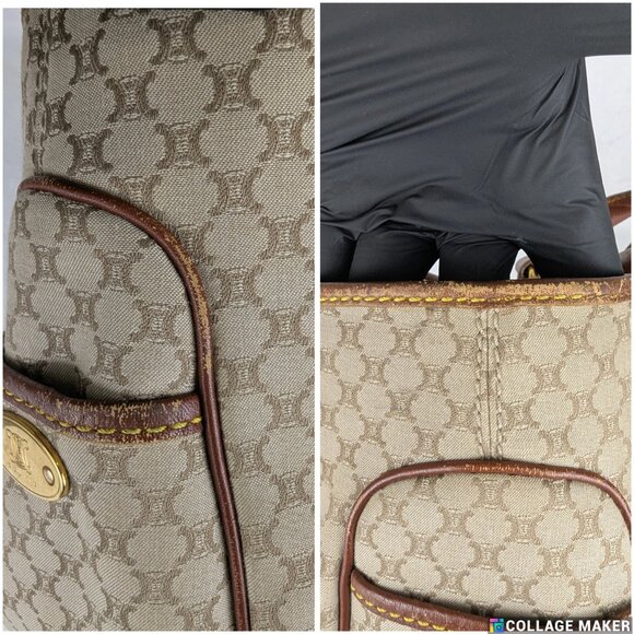 Authentic Celine Tote Bag Handbag Macadam Beige7 Vintage Based on Original Title - Picture 12 of 15